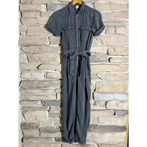 BDG Urban Outfitters Utility Jumpsuit XS Gray Zip Front Tie Waist